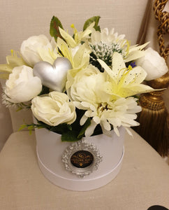 Stunning Mayfair Hat Box of Silk Flowers Gift.